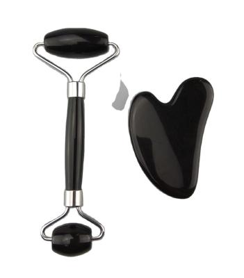 China China Wholesale Black Guasha Rose Jade Facial Roller Nose Massage Roller Large Gua Sha for sale