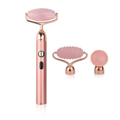 China Hot Selling Private Label USB Rechargeable Vibrating Electric Jade Roller Face Lift Massager for Face for sale