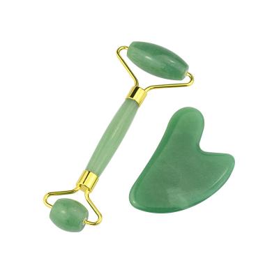 China 2020 Face Therapy Nephritis Stone Roller Anti Aging Jade Roller Natural Jade Roller Custom Logo Gua Sha Massage Kit for sale