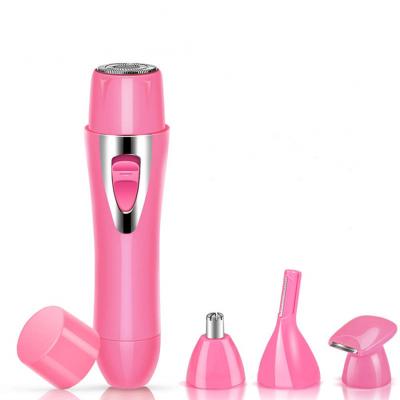 China 4 Head Optional Facial Hair Removal For Women Painless Nose And Ear Hair Trimmer Body Hair Remover for sale