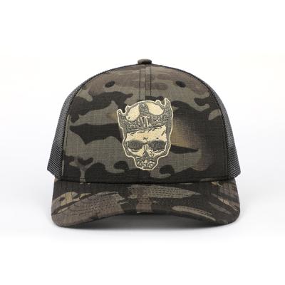 China High Quality Embroidery Logo Mesh Snapback Cap, Black Camouflage Trucker Custom 6 COMMON Panel OEM Hat for sale