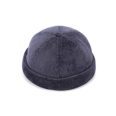 China COMMON Hot Selling Corduroy White Winter Visorless Adjustable Hat Brimless Hat With Woven Label for sale