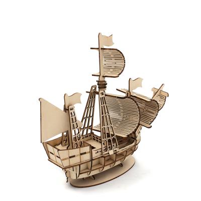 China Eco-friendly Custom Laser Cutting DIY Manual Assembly Ship Model Wooden Craft 3d Wooden Puzzle Toy for sale