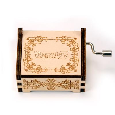 China OEM Small Hand Crank Crafts Mini Cheap Wooden Christmas Gift Laser Engraved Wooden Music Box for sale