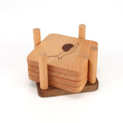 China Sustainable Christmas Preferences Real Various Natural Wedding Wooden Coasters With Trays for sale