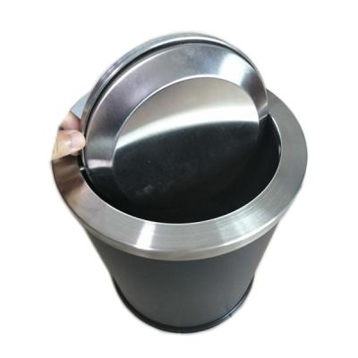 China Sustainable Round Stainless Steel Swing Top Lid Trash Can for sale