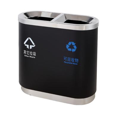 China Sustainable Street Trash Can 2 Compartments Recycling Bin for sale