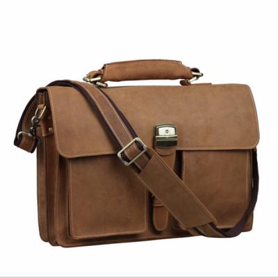 China Factory Top Durable Cowhide Logo Leather Custom Men Bag Durable Pebbled Leather Handbag Messenger Bag For Men's Shoulder for sale