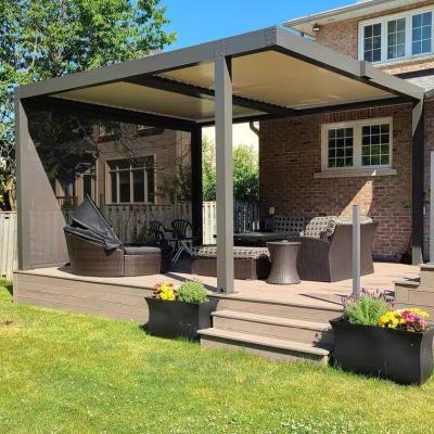 China Easily Assembled Electric CLEARVIEW Rainproof Gazebo With Waterproof Remote Control System Canopy Aluminum Pergola for sale