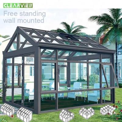 China Customizable Free Standing Sunrooms Outdoor Triangle Aluminum Roof Glass Veranda CLEARVIEW Sunroom for sale