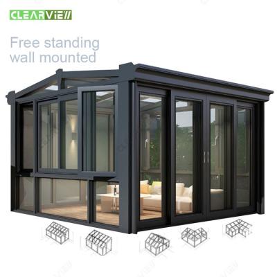 China Customizable Free Standing Veranda House Aluminum Triangle Frame Roof Sunroom Outdoor Glass Room CLEARVIEW for sale