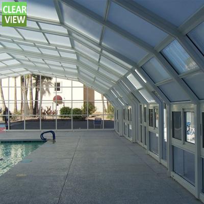 China CLEARVIEW Enclosure Glass Swimming Pool Cover Sustainable Automatic Swimming Retractable Sunroom for sale