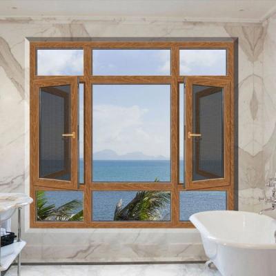 China Folding Screen American California Oak Crank Open Window Wood Clad Aluminum Casement Windows With New Design for sale