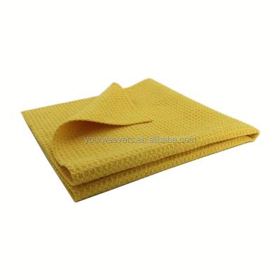 China 40 x 40 cm 400 GSM Lint Free Edgeless Waffle Weave Microfiber Car Wash Towel For Stained Glass for sale