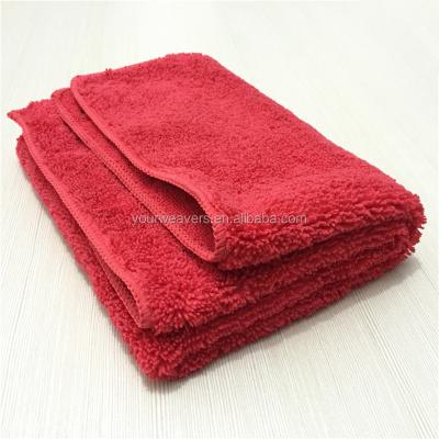 China 16x16 Wax Buff Polishing Quick Detail Microfiber Wash Station Soft And Safe Red Bilateral Towel for sale