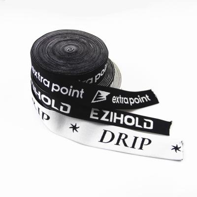 China Underwear 1 inch 1.5 inch 2 inch logo jacquard elastic band nylon soft custom strap for underwear black white elastic band for sale