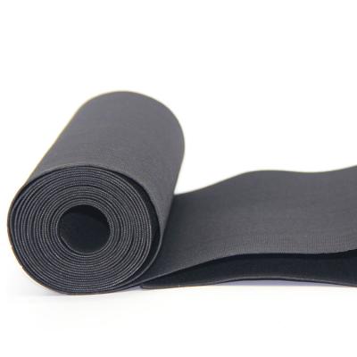 China Soft And Flexible Wholesale Polyester Black Elastic Band 3 Inch 4 Inch 6 Inch Wide Flat Woven Heavy Elastic Bands Roll For Sublimation Clothing for sale