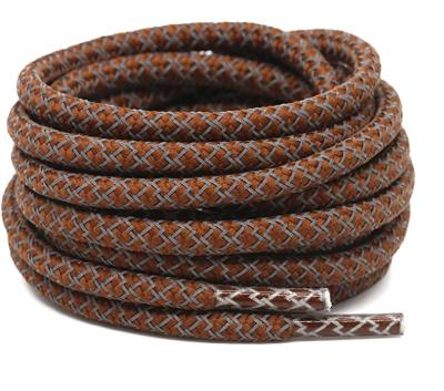 China Half round 2 pairs per kit brown color reflective lace flat safety laces for shoes or sneakers or boots for sale