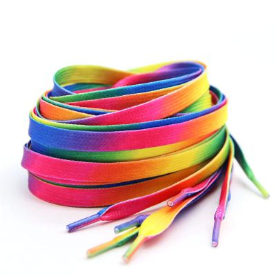 China Best Selling Flat Print Custom Rainbow Striped Fun Shoestring For Sneakers Designer Shoe Laces Lace Maker for sale