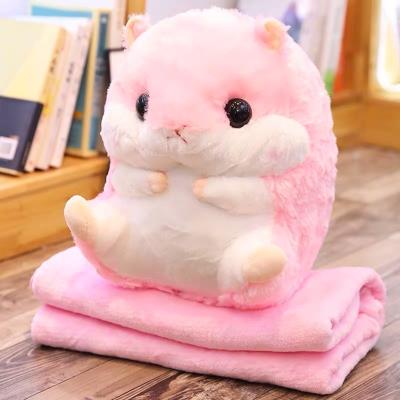 China Small Big Plush Cute Comfortable Hamster Toy Pillow With Blanket for sale