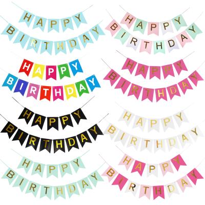 China Colorful Garland Party Supplies Decoration Happy Birthday Bunting Banner Festival Party Decorations 16*11CM Background Decoration Banner for sale