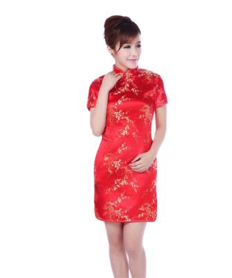 China Chinese Style Qipao Cheongsam Bodycon Short Slim Dress Of Embroidery Tang Suit Plum Flower Women Dress Dress for sale