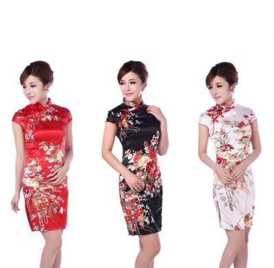 China New Style Printed Wholesale Printed Chinese Traditional Dress Women Bodycon Dress Cheongsam Qipao for sale