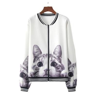 China Viable Harajuku Coats Casual Slim T-shirt Blouse Zipper Jumper Pullover Baseball Tops Cat Jacket Bomber Jacket for sale