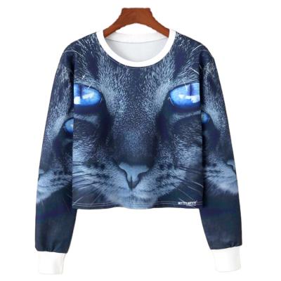 China Streetwear Gray Girls Thin Cat Top Short Sweatshirt Pullover Handsome Viable T-shirt Sweatshirt for sale