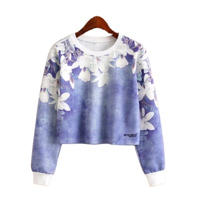 China Casual Women's Sustainable Creative Sweater Floral Short Cropped Tops Sweats Sweatshirt For Women for sale