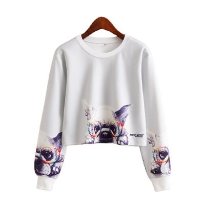 China Viable Wholesale Cat Dog Crewneck Sweatshirts Long Sleeve Tops Cropped T-shirt Blouse Tops Women Sweatshirts for sale