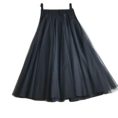 China Elegant Fashion Breathable Tulle Long Pleated Skirt A Line Sexy Dance Tutu Skirt Women Fluffy Mesh Skirt for sale