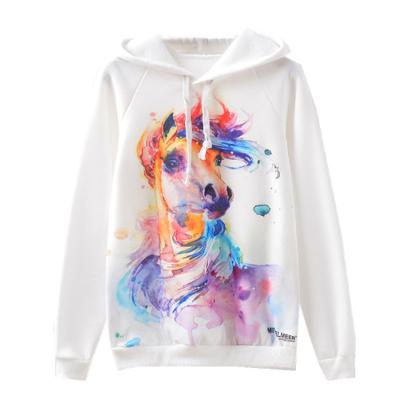 China Pretty Viable Horse Girl Graphic T-Shirt Women Full Hooded Sweater White Sweater Hoodies Sweatshirts for sale