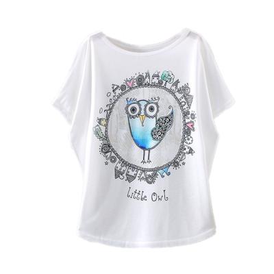 China Amazon Hot Sale QUICK DRY Owl Women Comfy Casual Chic Tunics Tops Batwing Sleeve Blouses Tees T-shirt for sale