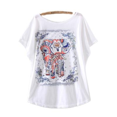 China New Fashion Elephant Print Women Girl T-shirts Casual Cute QUICK DRY Bat Wing Soft Blouse Tops T Shirt for sale