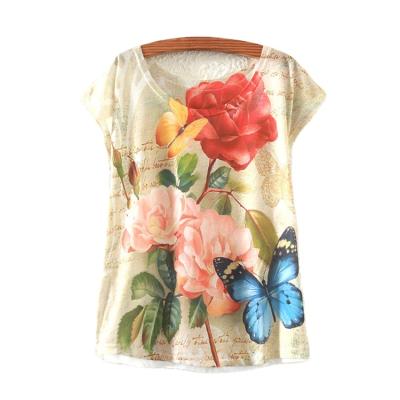 China New Fashion Wholesale Summer QUICK DRY Harajuku Women's T-shirt Floral Tee Shirt Women's Tee Tops for sale