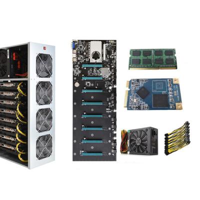 China Best Selling Desktop Motherboard S37 Set Crypto 8 GPU Combo Power With DDR3 4GB Memory 64GB MSATA SSD Power Cable for sale