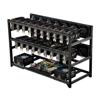 China High Quality Aluminum 6 Computer Server Rack Stackable Computer Aluminum Rig Open Air Frame 8 12 14 16 19 20 GPU for sale