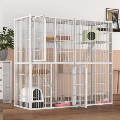 China White Indoor Layers Cat Cage Iron Wire Breathable Handmade Black Mesh Pet Breeding Big Villa Large 2 3 4 for sale