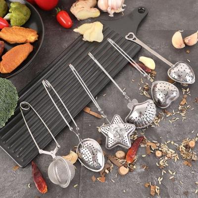 China Custom Creative Funny Ball Wire Tea Strainer Stainless Steel Loose Tea Infuser Viable Mesh Stars Heart Shape Tea for sale