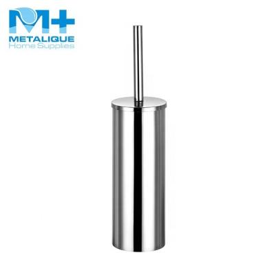 China Bathroom Bath Separator Hardware Simple Design Stainless Steel Toilet Brush Set With Polish Metal Holder Mirror Toilet Cleaning Tools MK-015 for sale