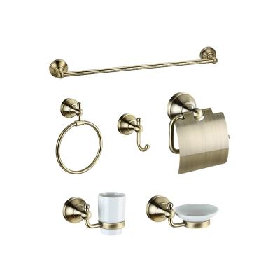 China Ningbo Metalique Bathroom Accessories Factory Antique Bronze Brass Metal Bathroom Accessory Set 60020-BR for sale