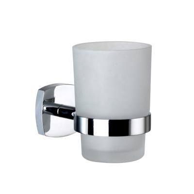 China Glass Accessories Bathroom Tumbler and Toothbrush Holder with Frosted Glass Cup Polished Chrome Zinc Alloy, Wall Mountable, 55004 for sale