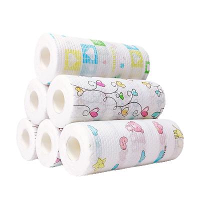 China Sustainable Disposable Roll Packed Non Dry Woven Fabric 23cm*23cm Cleaning Cloth 50pcs/roll For Kitchen Household Use for sale