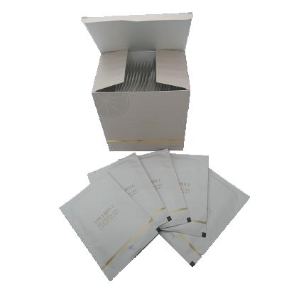 China Makeup Removal Paper Box Packed With 30pcs Individual Bundles Nonwoven Fabric With Lemon C Essence Scented Makeup Removal Wet Cloths for sale