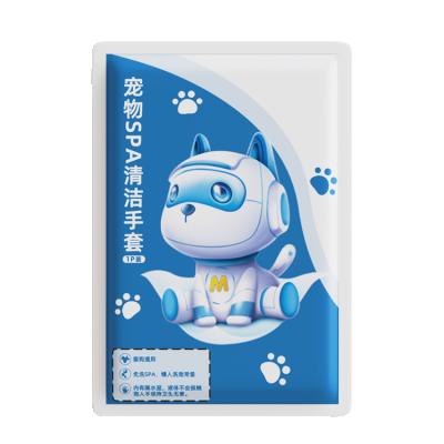 China Sustainable Individual Packed Wash Gasoline Free Disposable Pet Factory Cleaning Gloves For Cat Dog SPA And Bath for sale