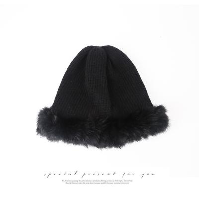 China JOINT hair hat rabbit fur wool autumn and winter female Korean fashion warm knit hat for sale