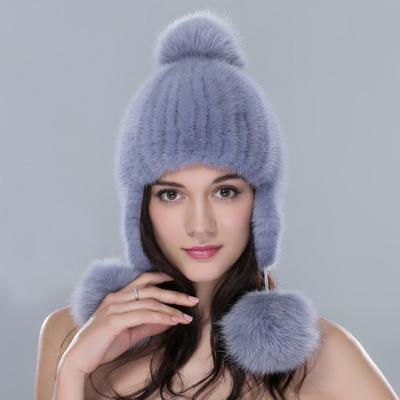 China COMMON High Quality Vintage Women Mink Pompom Warm Fashion Hat for sale