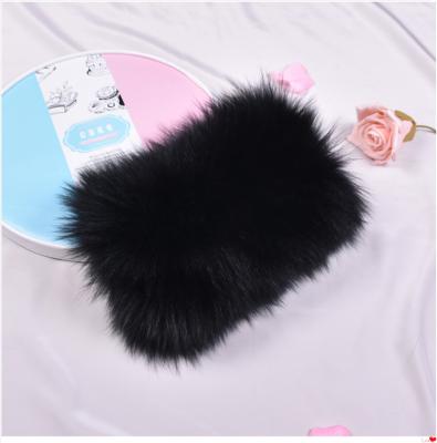 China Autumn And Winter Korean Version Fox Fur Grass Scarf Short Elastic Hair Band Head Cover Neck Cover Women Knitting Scarf for sale