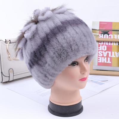 China JOINT Fashion Real Winter Factory Wholesale New Handmade Knitted Rabbit Fur Hats for sale